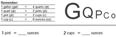 Measurement - Liquid - U.S. - Level A - Math Worksheet Sample#1