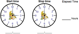 Elapsed Time - Hourly - Hours only - Math Worksheet Sample#1