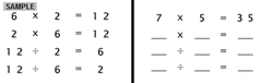 Fact Family - Multiplication and Division - Level C -  Math Worksheet Sample Dynamic