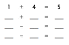 Fact Family - Addition and Subtraction - Level C -  Math Worksheet Sample #1