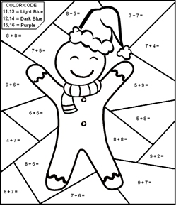 Math Coloring Sheets on Color By Number Addition Math Worksheets