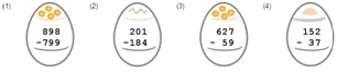 Subtract a number - (With Borrowing/Trading) - Three Digits - Math Worksheet SampleDynamic #3