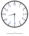 Time - Half-hour and Hour - Write the time (__ : __ format) - Set 2 - Math Worksheet SampleDynamic #1