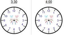 Time - Half-hour and Hour - Draw hands to show time - Math Worksheet SampleDynamic