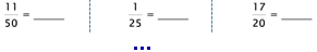 Convert - Fractions to Decimals - Level A5 - Proper Fraction, Denominator 2, 4, 5, 10, 20, 25, 50, 100 - Math Worksheet SampleDynamic
