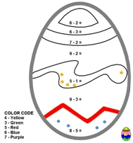 Subtract and Color by Number - Standard - Single Digit - Math Worksheet Sample#1